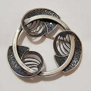 Vtg Beau Sterling Silver Modernist Abstract Swirl Brooch MCM Beaucraft